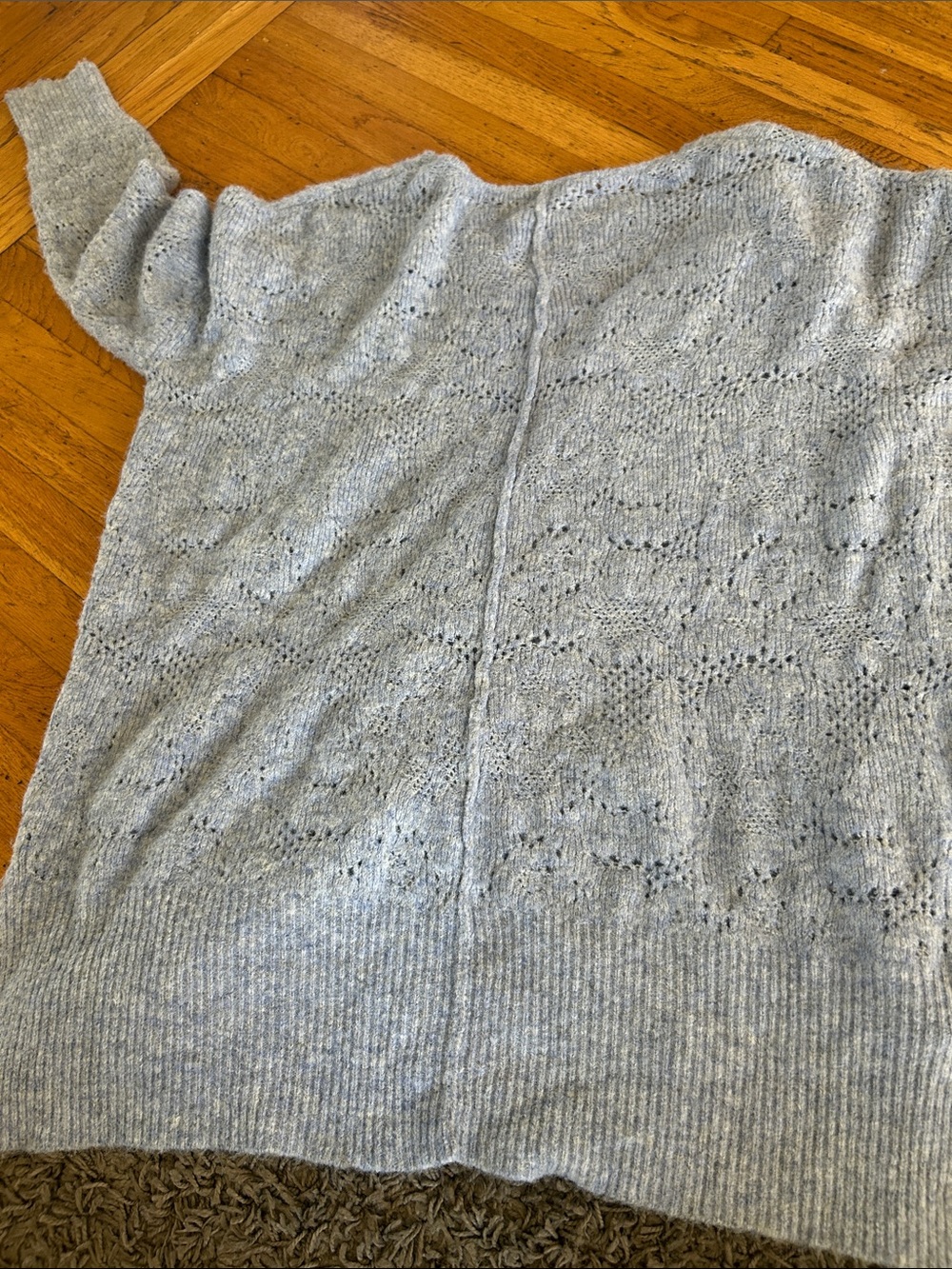 Intimately Free People C.O.Z.Y. Pointelle Light Blue Oversized Knit Sweater XS/S - Picture 11 of 11